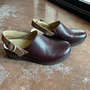 Dansko Burgundy Leather Slingback Clogs